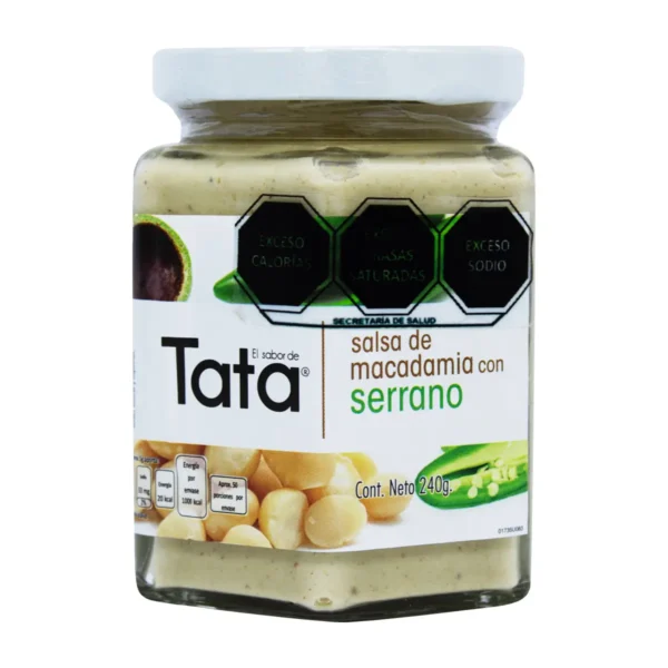 Salsa de Macadamia con Serrano El Sabor de Tata 100% Natural 240 g