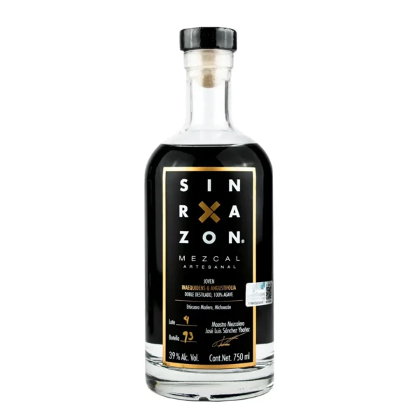 Mezcal Artesanal Sin Razón Joven Inaequidens y Angustifolia doble destilado 100% agave