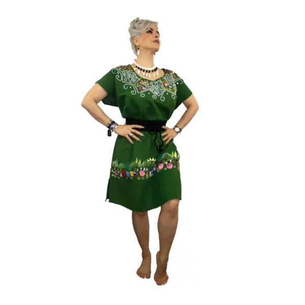 Bordados y Deshilados Tradicionales KARITHINA Vestido Verde - Image 3