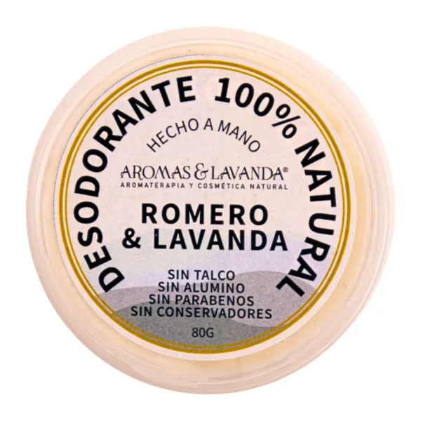 Desodorante 100 % Natural Aromas y Lavanda Romero y Lavanda 80 g