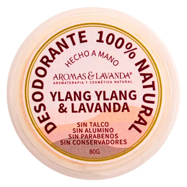 Desodorante 100 % Natural Aromas y Lavanda Ylang Ylang y Lavanda 80 g
