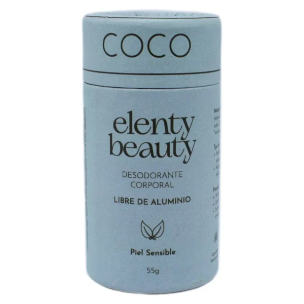 Desodorante Corporal olor Coco Elenty Beauty para Piel Sensible Libre de Aluminio 55 g