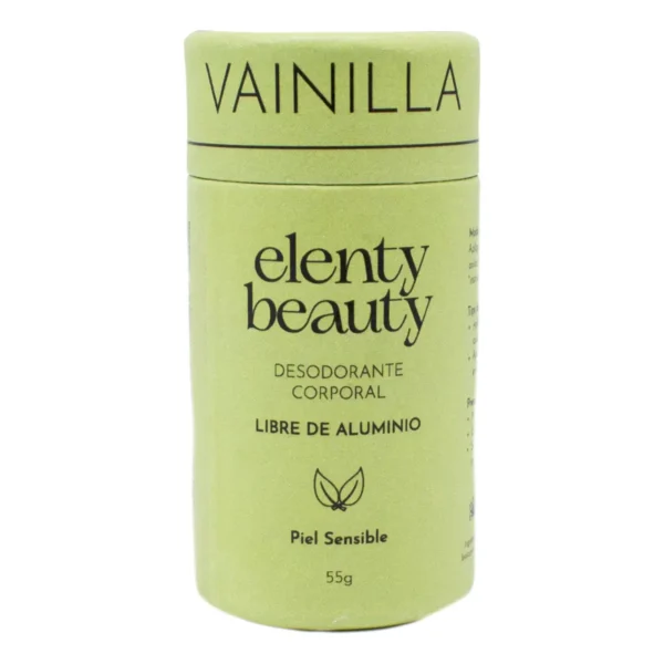 Desodorante Corporal Olor Vainilla Elenty Beauty para Piel Sensible Libre de Aluminio 55 g