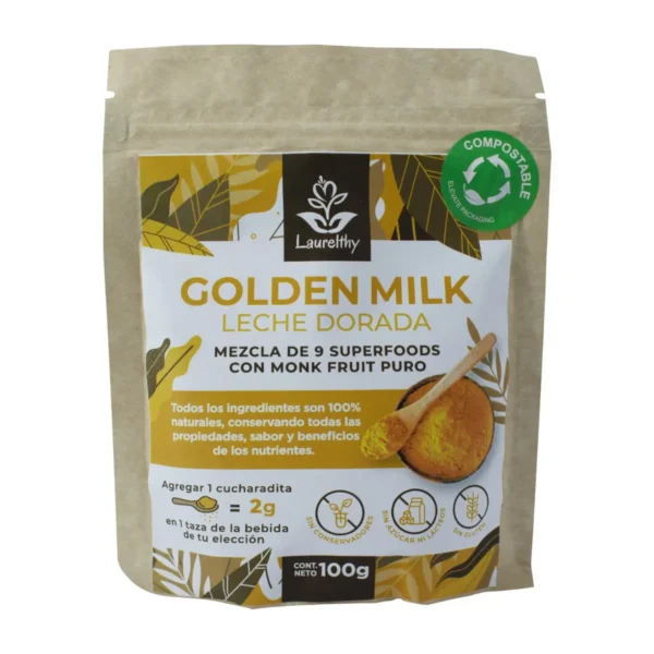 Golden Milk Laurelthy Leche Dorada 100% Puros 100 g.
