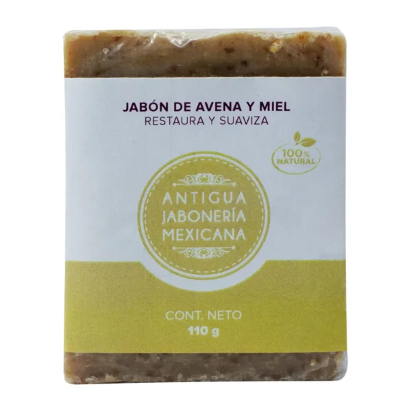 Jabón de Avena y Miel Antigua Jabonería Mexicana Restaura y Suaviza 110 g
