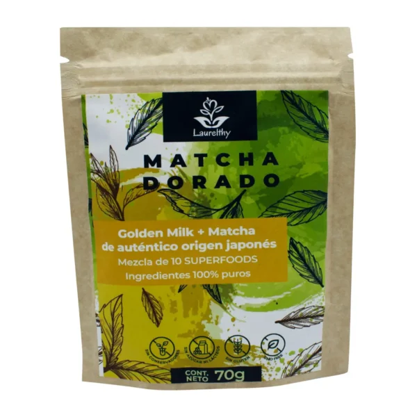 Matcha Dorado Laurelthy ingredientes 100% puros 70 g.