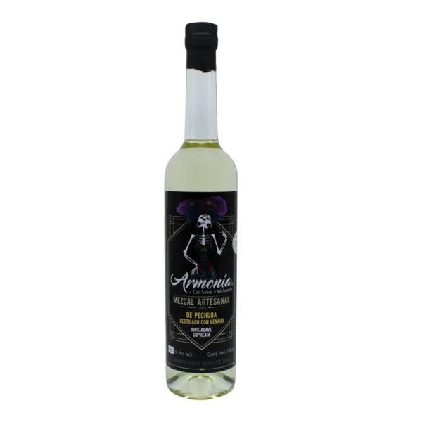 Mezcal Artesanal de Pechuga Destilado con Venado 100% Cupreata Mezcal Armonía 750 ml.