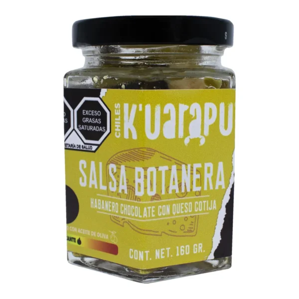Salsa Botanera Chiles K´uarapu de Habanero Chocolate con Queso Cotija 160 g.