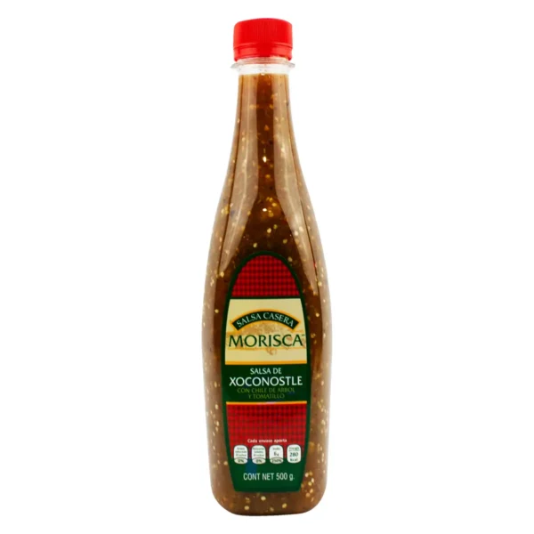 Salsa Casera Morisca Xoconoxtle con chile de árbol y tomatillo 500 g.