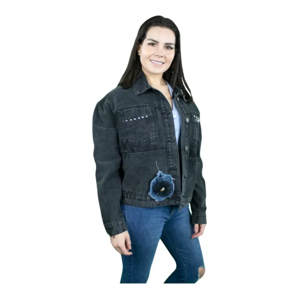 Chamarra con Diseño en Espalda Aledra Negra - Image 2