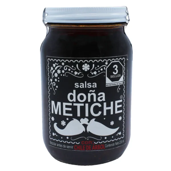 Salsa con chile de árbol Salsa Doña Metiche 255 ml.