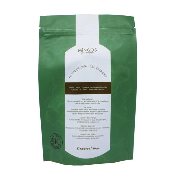 Té Verde Mingos Té Verde Jengibre Cítricos 17 sobres / 50 g.
